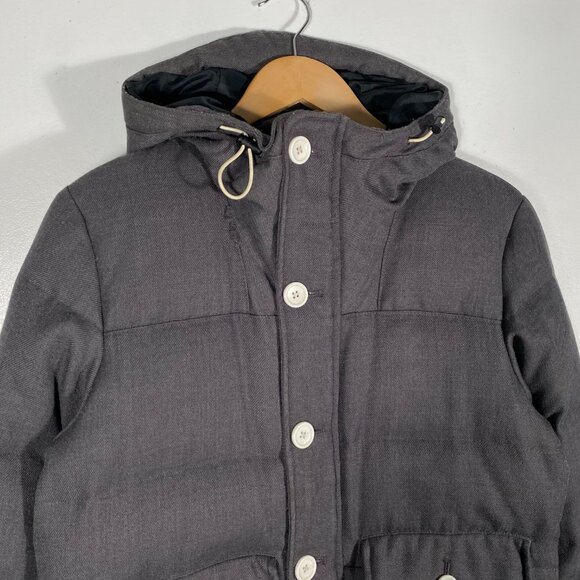 Beams Button Up Wool Hooded Utility Puffer Parka Gray mens size JPN medium - Picture 4 of 11
